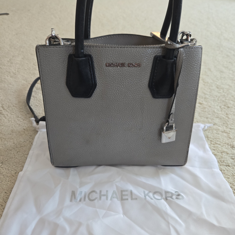 Michael Kors Gray Leather Tote Bag